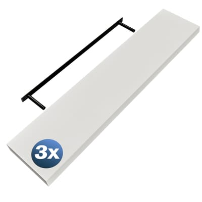 Wandplank Zwevend 3 Stuks Wit MDF 110x23x3,8cm