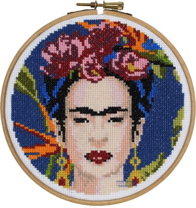 Pako Borduurpakket met telpatroon -Mexicaanse Artiest - 212.372 - voorgesorteerd garen- Aida - 15 cm rond - DIY kit