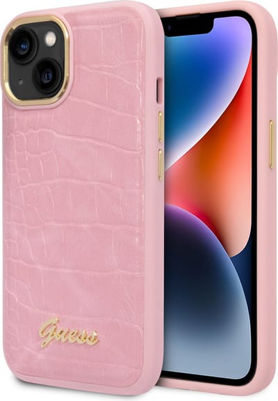 GUESS Croco Collection case for iPhone 14 - pink