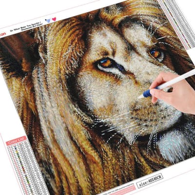 Peinture Diamant 5D DIY Lion Mosaïque Diamant Animal Broderie Diamant Carré Complet Image 30x30 gray