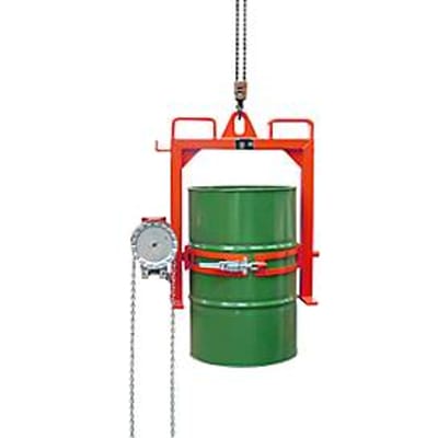 Vatenkantelaar BAUER FD-SK met ketting, staal, B 1020 x D 650 x H 1010 mm, rood