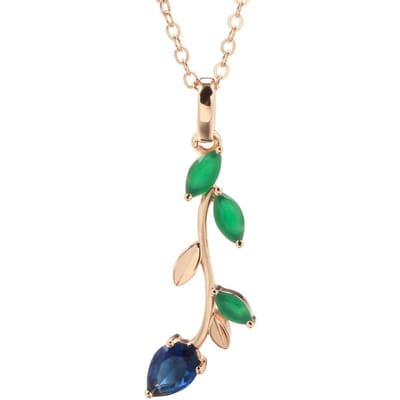 Collier pendentif feuille longue couleur or rose pour femme, accessoire en zircon naturel brillant, bijou vintage du quotidien beige