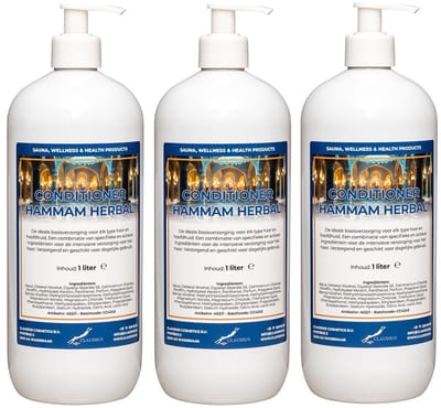 Hairconditioner Hammam Herbal 1 liter met 3 witte pompen - set van 3 stuks