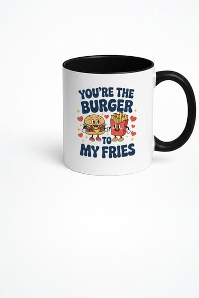 Mok 'You're The Burger To My Fries' - Grappig Liefdes Eten Cadeau