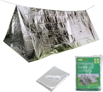 1 Stuks Noodoverlevingstent waterdicht reflecterend, thermische dekentent voor buiten, buiten, thermische isolatie, kamperen, reddingsuitrusting, ruimtedeken, noodoverlevingsschuilplaats