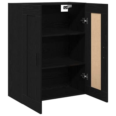 vidaXL - Wandkast - Zwart - Eiken - 69,5 - x - 34 - x - 90 - cm - Bewerkt - hout