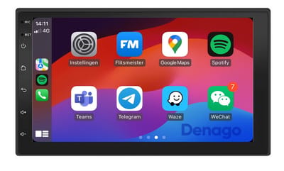 CarPlay autoradio Universeel 2-DIN | 7 inch | Android 13 | Draadloos Apple CarPlay & Android Auto | 4GB + 64GB | QuadCore processor | Denago DNG-1152 | 2025 model | Bluetooth & Wifi