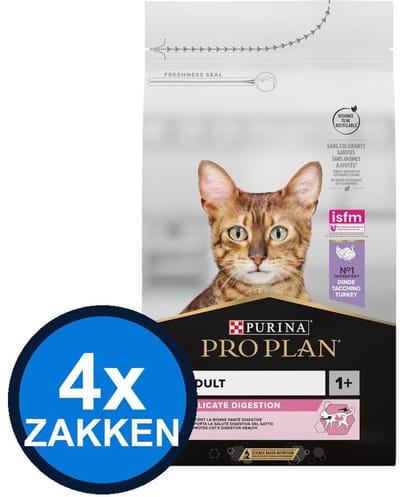4x Pro Plan - Adult Delicate Digestion Kalkoen - Kattenvoer Droogvoer - 1.5 kg