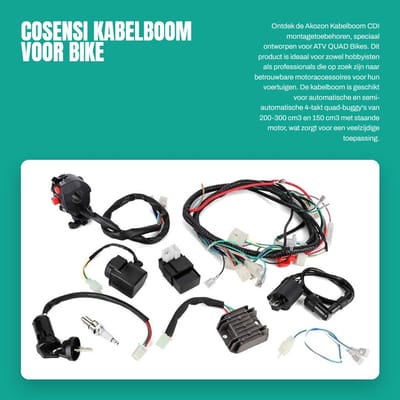 Dailygoods- Kabelboom Gloednieuw - Kabelboom Tape - Motoraccessoires - Geschikt voor ATV - 4-takt Quad-Buggy - Inclusief CDI en Schakelaar - Motorbedrading