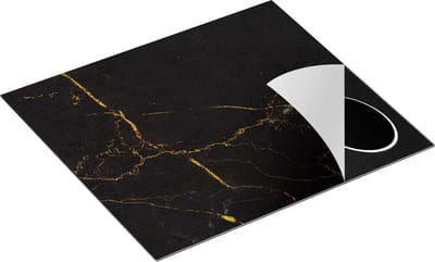 Chefcare Inductie Beschermer Abstracte Kunst - Zwart met Goude Strepen - 60x50 cm - Afdekplaat Inductie - Kookplaat Beschermer - Inductie Mat