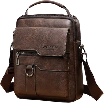 Avoir Avoir®-Mannen Schoudertas-Reis schoudertas heren -Stijlvol en Functioneel-Hoogwaardig PU-leer-Optimale beveiliging-Donker Bruin -22x8x26cm-Organisatie-Veelzijdigheid-Comfort