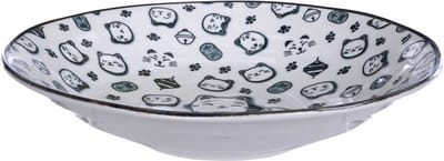 Tokyo Design Studio - Kawaii - Lucky Cat - Diner Plate - Black - 25.3x5 cm - Diep Bord - Noodle Kom - Pasta Kom.