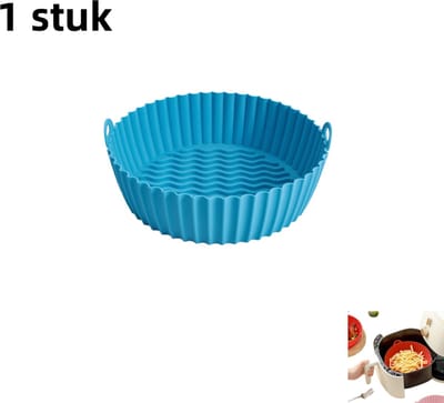1 stuk - Airfryer siliconen bakvormen - Herbruikbare voering - Hittebestendig bakpapier - Voor 3 tot 5 liter - 7,5 inch - Blauw