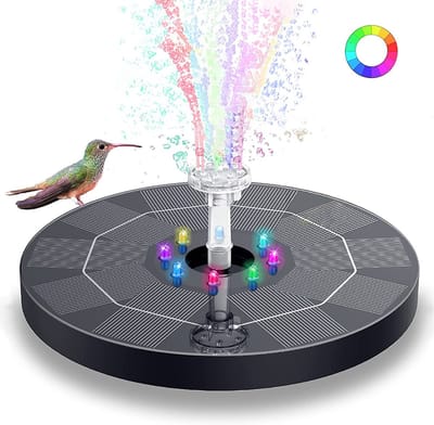 Solar led fontein - met verlichting - 16 cm - waterornament - duurzaam - betoverend - sfeervol - tuinaccessoire - waterfontein - tuindecoratie - zonne-energie - waterpomp