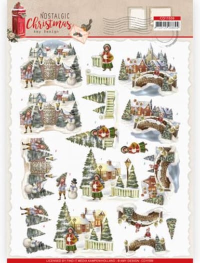Christmas Village Nostalgic Christmas 3D cutting sheet by Amy Design 10 stuks