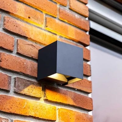 HOFTRONIC Kansas LED Wandlamp Kubus - Antraciet - 3000K warm wit - IP65 Waterdicht - 30.000 branduren - Up & Downlight - Voor binnen en buiten