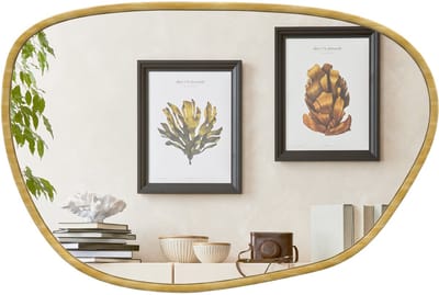 HOMCOM Wandspiegel - PS (Polystyreen), Gehard Glas, MDF - 60 x 2,5 x 90 cm - Natuurlijk Hout