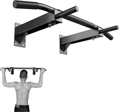 Wandgemonteerde Optrekstang - Power Tower Set - Thuis Krachttraining - Robuuste Stalen Constructie - Tot 200 kg - Zwart