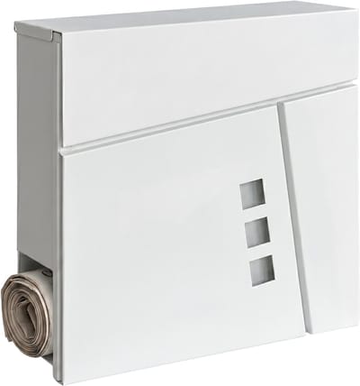 Brievenbus met slot - 37,5x37x10,5 cm - krantenvak - metaal - wit