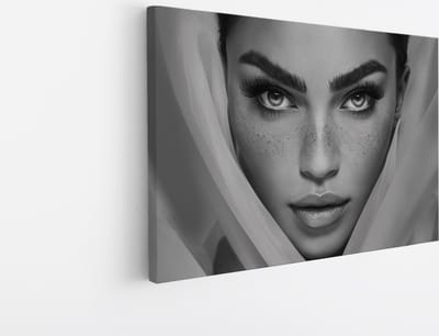 Saammp Canvas Schilderij - Vrouw - Zwart-Wit - Portret - 30x20 - Foto op canvas - Wanddecoratie - Muurdecoratie Woonkamer - Slaapkamer decoratie - Canvas Print