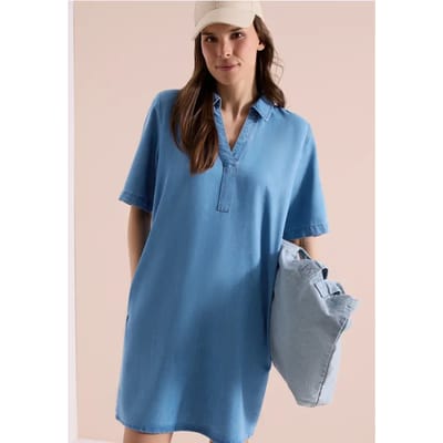 Knielange jurk in denimlook