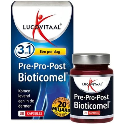 Lucovitaal Pre · Pro · Post Bioticomel BE 30 capsules