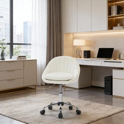 Wishdor Bureaustoel 52 x 52 x 72-82 cm 360° draaibaar met wielen verstelbare zithoogte beige