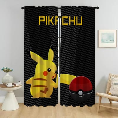 P-pokemones Gordijnen Kinderkamer Scheidingswand Tule voor Slaapkamer Woonkamer Gordijn Shades Huis Interieur Gordijnen 2 Stuks Keuken W50xH70cmx2pcs-CL