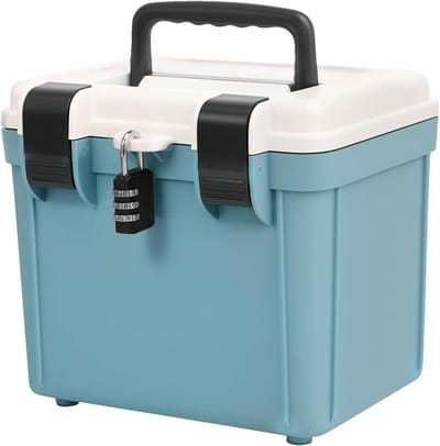 Afsluitbare opbergdoos - Combinatiekluis organizer - Veilig spullen bewaren - Wachtwoord beveiliging - 30 x 20 cm - Blauw