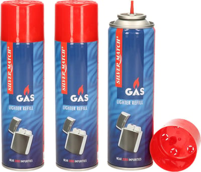 Humbert Aansteker gas/butaan gasfles - 3x - 250 ml - voor kooktoestellen/aanstekers