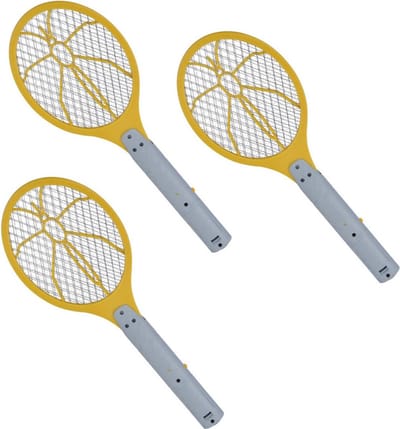 Elektrische vliegenmepper - 3x - geel/grijs - 46 x 17 cm - anti muggen