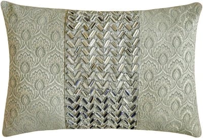 Decoratieve Kussenhoes - Lendenkussenhoes Langwerpig - Woonkamer Meubels - 100% Handgemaakt Jacquard - 30 x 60 cm - Zilver