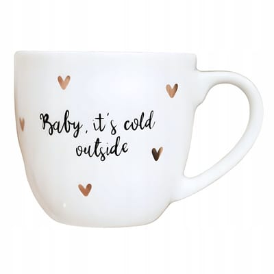 Porseleinen Mok 300ml - Gouden Harten - Baby, het is koud buiten