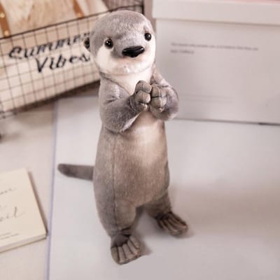 Dieren om te Bedanken voor Zegening Pluche Speelgoed Rode Panda Otter Kortstaartige Kangoeroe Zeeotter Pluche Dieren Levensgetrouw Zeg Geluk Cadeaus 35cm gray