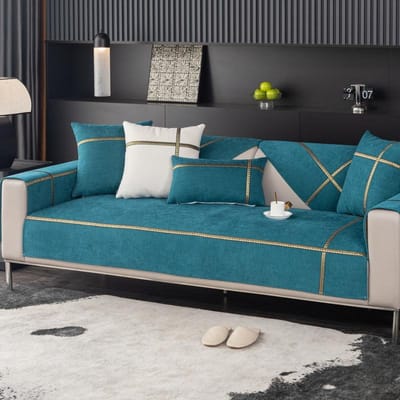 Lichte Luxe Stijl Bankkussen Modern Eenvoudig High-end Leer Antislip Kussen Vierseizoenen Chenille Bankhoes Hoes 70*70cm