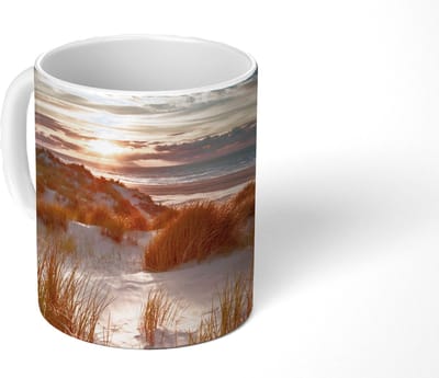 Mok - Koffiemok - Duin - Planten - Zonsondergang - Strand - Zee - Mokken - 350 ML - Beker - Koffiemokken - Theemok