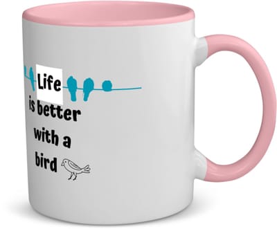 Akyol - life is better with a bird koffiemok - theemok - roze - Vogels - vogel liefhebbers - verjaardag - cadeau - kado - geschenk - 350 ML inhoud