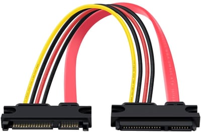 22-Pin SATA Extensie Kabel voor SSD, HDD en DVD Optische Apparaten - 0.3m Lange Voeding Kabel