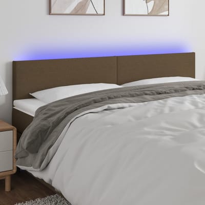vidaXL - Hoofdbord - LED - 180x5x78/88 - cm - stof - donkerbruin