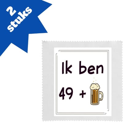 Akyol - ik ben 49 + 1 brillendoekjes - 49+1 - mensen die 50 zijn geworden - 50 jaar sarah en abraham cadeau - jubileum man en vrouw - verjaardags - grappige tekst - jarig - verjaardag - 17,8 bij 17,8 cm - 2 stuks