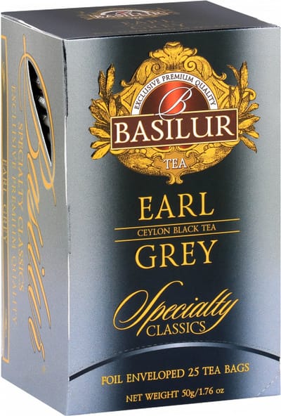 BASILUR Earl Grey - Ceylon Zwarte Thee met Bergamotolie in Theezakjes, 25x2g