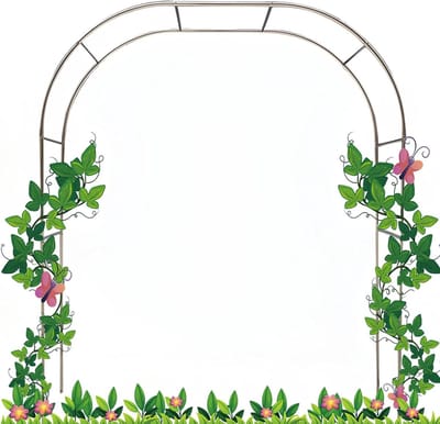 Metalen Tuinboog - Roestvrij Staal - Decoratieve Entree - Stevig Ontwerp - 350 x 240 cm - Zilver