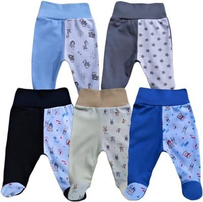5-Pack Uniseks Baby Broekjes met Sok aan Onderkant 100% Katoen EU Productie