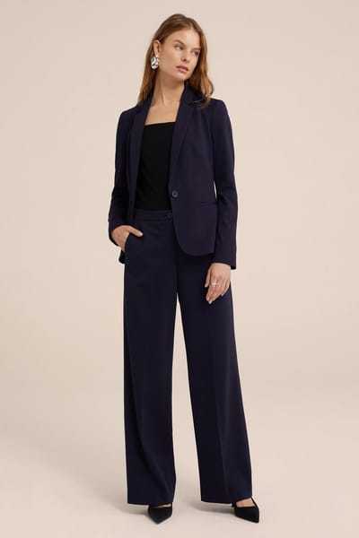 WE Fashion Dames wide leg pantalon met stretch
