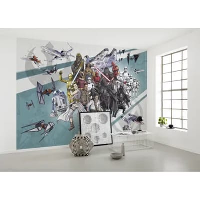 Fotobehang - Star Wars Cartoon Collage Wide 400x280cm - Vliesbehang