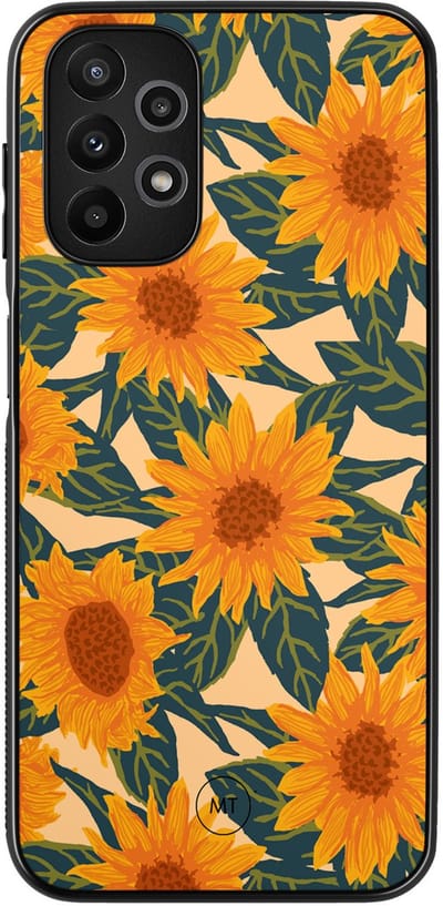 Hoesje geschikt voor Samsung Galaxy A13 4G - Zonnebloemen - TPU Hard Case Backcover - Oranje - Mooie Telefoonhoesjes