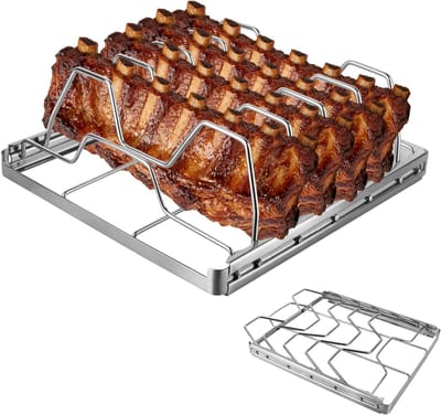 VHV - Grillrooster - Barbecuerooster - RVS grillrooster - Roestvrij staal - Universeel - Voor gasbarbecue en houtskoolgrill - Buitenkeuken - Duurzaam - 24.2*22.2*7.2cm - Zilver