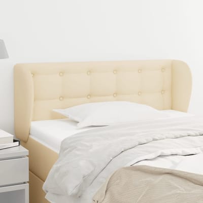 vidaXL - Hoofdbord - met - randen - 93x23x78/88 - cm - stof - crèmekleurig