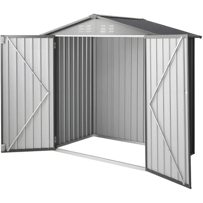 Abri de jardin en métal 1860 x 1210 x 1841 mm, Abri de rangement extérieur avec portes verrouillables et 4 aérations à persiennes, Abri en métal à toit à deux pans pour rangement extérieur, Stocké