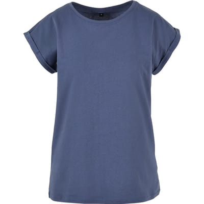 Build Your Brand - Extended Shoulder Dames T-shirt - Vintage Blue maat S